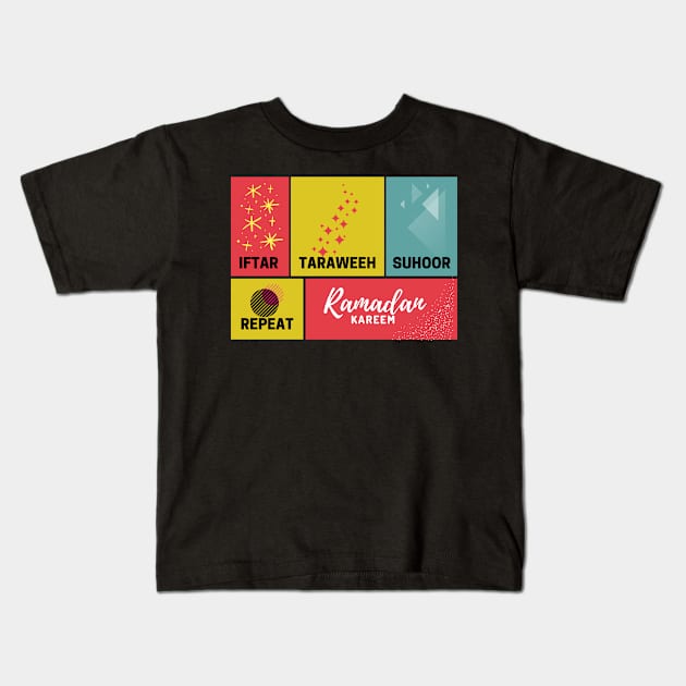 iftar taraweeh suhoor repeat Kids T-Shirt by letherpick